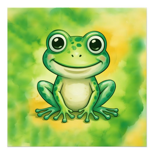 かわいい緑のカエル フォトプリント            (正面)