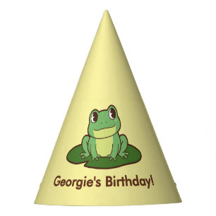 かわいい緑のカエル 誕生日パーティー ペーパーハット パーティーハット