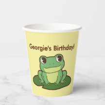 かわいい緑のカエル 誕生日パーティー 紙コップ