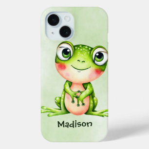 かわいい緑のカエル iPhone 15ケース