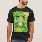 かわいい緑のカエル Tシャツ (正面)