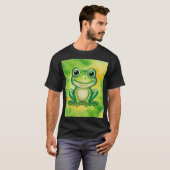 かわいい緑のカエル Tシャツ (正面フル)