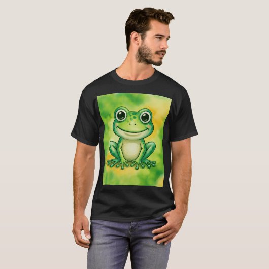 かわいい緑のカエル Tシャツ (正面フル)