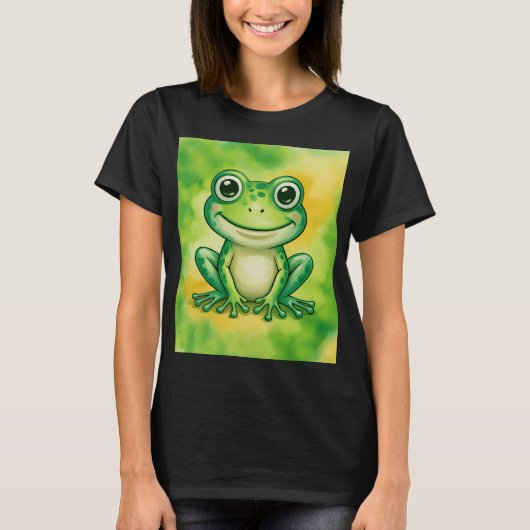 かわいい緑のカエル Tシャツ (正面)