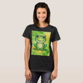 かわいい緑のカエル Tシャツ (正面フル)