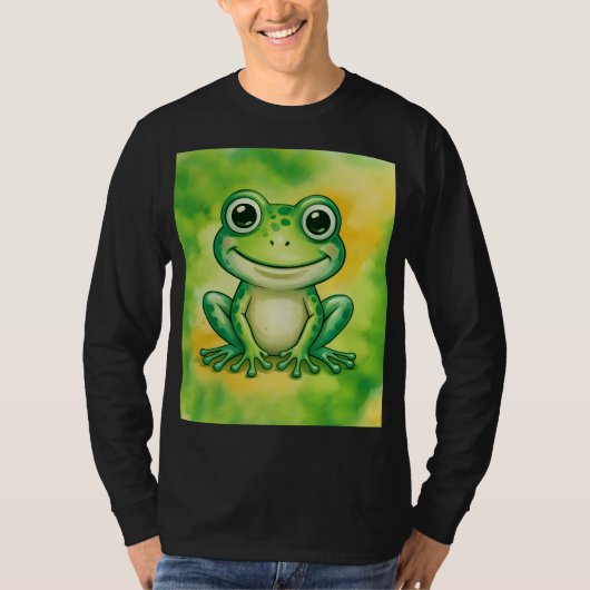 かわいい緑のカエル Tシャツ (正面)