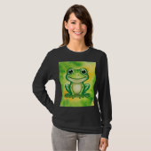 かわいい緑のカエル Tシャツ (正面フル)