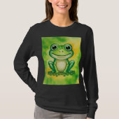かわいい緑のカエル Tシャツ (正面)