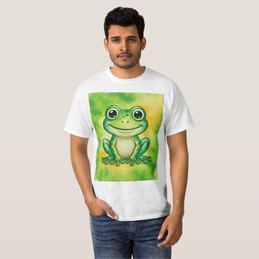 かわいい緑のカエル Tシャツ (正面フル)