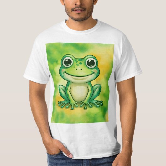 かわいい緑のカエル Tシャツ (正面)