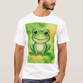かわいい緑のカエル Tシャツ (正面)