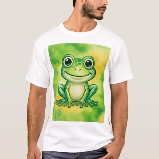 かわいい緑のカエル Tシャツ (正面)