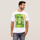 かわいい緑のカエル Tシャツ (正面フル)