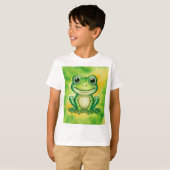 かわいい緑のカエル Tシャツ (正面フル)