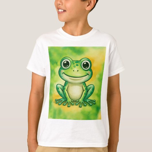 かわいい緑のカエル Tシャツ (正面)
