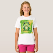 かわいい緑のカエル Tシャツ (正面フル)