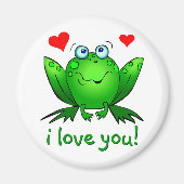 かわいい緑のカガエル白が大好き マグネット (正面)