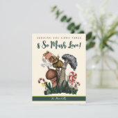 かわいい緑のカタツムリのキノコ良い雰囲気クリスマス シーズンカード (スタンド正面)