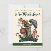 かわいい緑のカタツムリのキノコ良い雰囲気クリスマス シーズンカード (正面)