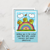 かわいい緑のカタツムリ虹のログスクールカラーリング カード (正面/裏面インサイチュ)