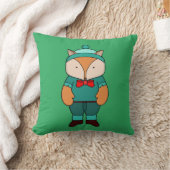 かわいい緑のキツネ クッション (ブランケット)