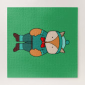 かわいい緑のキツネ ジグソーパズル (横)