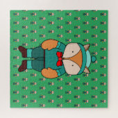 かわいい緑のキツネ ジグソーパズル (横)