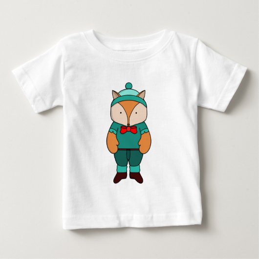 かわいい緑のキツネ ベビーTシャツ (正面)