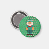 かわいい緑のキツネ マグネット (正面/裏面)