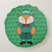 かわいい緑のキツネ ラウンドクッション (裏面)