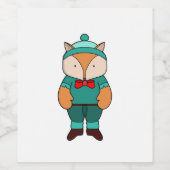 かわいい緑のキツネ ワインラベル (シングルラベル)