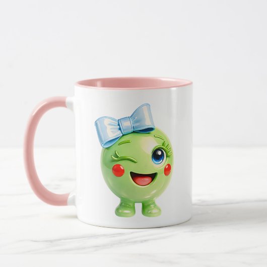 かわいい緑のキャラクターイラスト マグカップ (左)