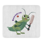 かわいい緑のクリケット昆虫漫画イラストレーション カッティングボード (正面)