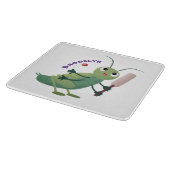かわいい緑のクリケット昆虫漫画イラストレーション カッティングボード (角)
