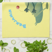 かわいい緑のクリケット昆虫漫画イラストレーション キッチンタオル (折り畳み)