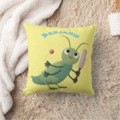 かわいい緑のクリケット昆虫漫画イラストレーション クッション (ブランケット)