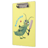 かわいい緑のクリケット昆虫漫画イラストレーション クリップボード (左)