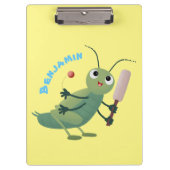 かわいい緑のクリケット昆虫漫画イラストレーション クリップボード (正面)