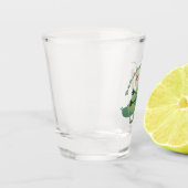 かわいい緑のクリケット昆虫漫画イラストレーション ショットグラス (左)