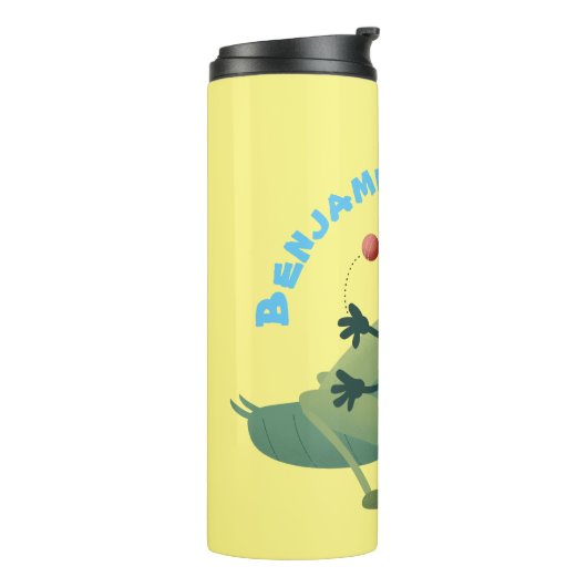 かわいい緑のクリケット昆虫漫画イラストレーション タンブラー (回転左)