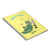 かわいい緑のクリケット昆虫漫画イラストレーション ノートブック (右側)