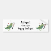 かわいい緑のクリケット昆虫漫画イラストレーション バンパーステッカー (正面)