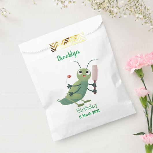 かわいい緑のクリケット昆虫漫画イラストレーション フェイバーバッグ (封をした状態)