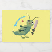 かわいい緑のクリケット昆虫漫画イラストレーション フードラベル (シングルラベル)