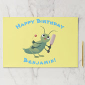 かわいい緑のクリケット昆虫漫画イラストレーション ペーパーパッド (インサイチュ)