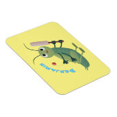 かわいい緑のクリケット昆虫漫画イラストレーション マグネット (右側)