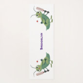 かわいい緑のクリケット昆虫漫画イラストレーション ヨガマット