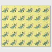 かわいい緑のクリケット昆虫漫画イラストレーション ラッピングペーパー (フラット)