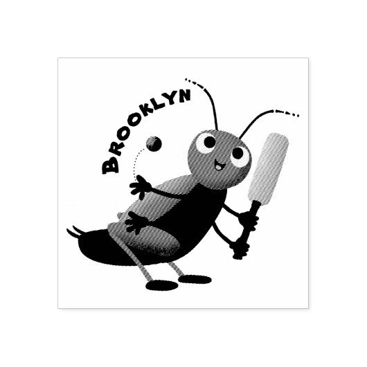 かわいい緑のクリケット昆虫漫画イラストレーション ラバースタンプ (インプリント)