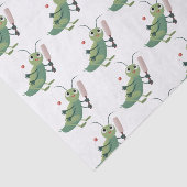 かわいい緑のクリケット昆虫漫画イラストレーション 薄葉紙 (詳細)